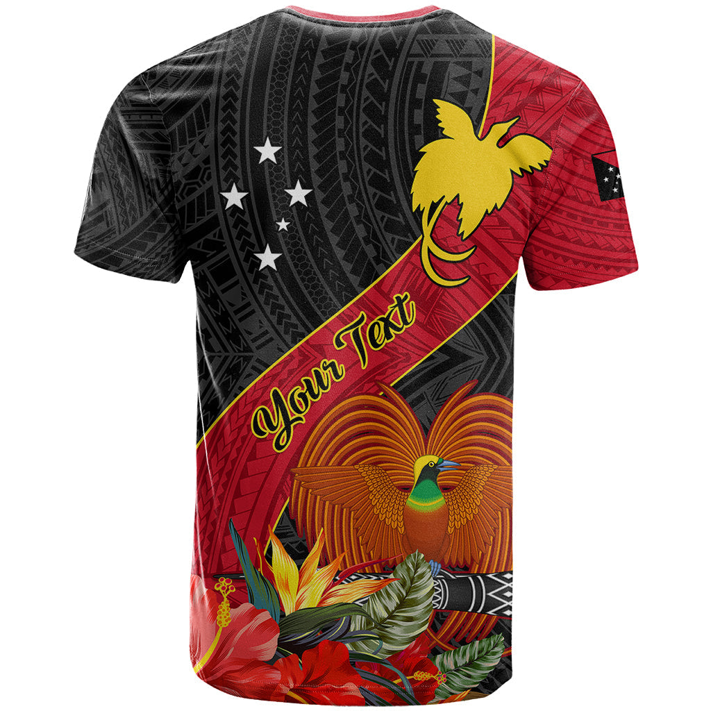 Personalised Papua New Guinea T-Shirt Bird Of Paradise With Tropical Flower Graphic Tee