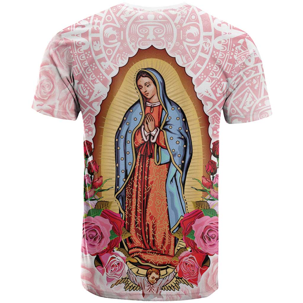 Virgen de Guadalupe T-Shirt Rose Flower Mexican Aztec Pattern Graphic Tee