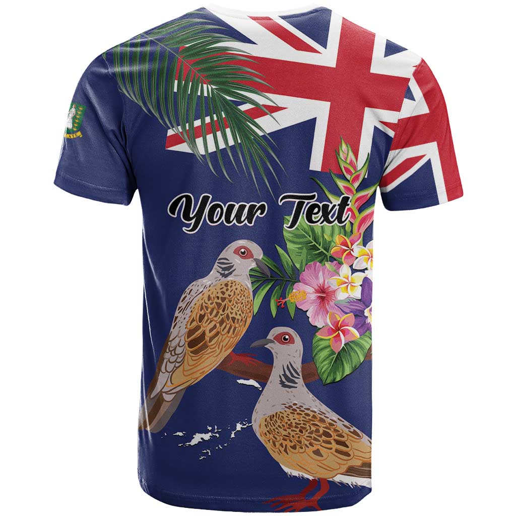 Personalised British Virgin Islands T-Shirt Two Turtle Doves Tropical Flowers Graphic Tee