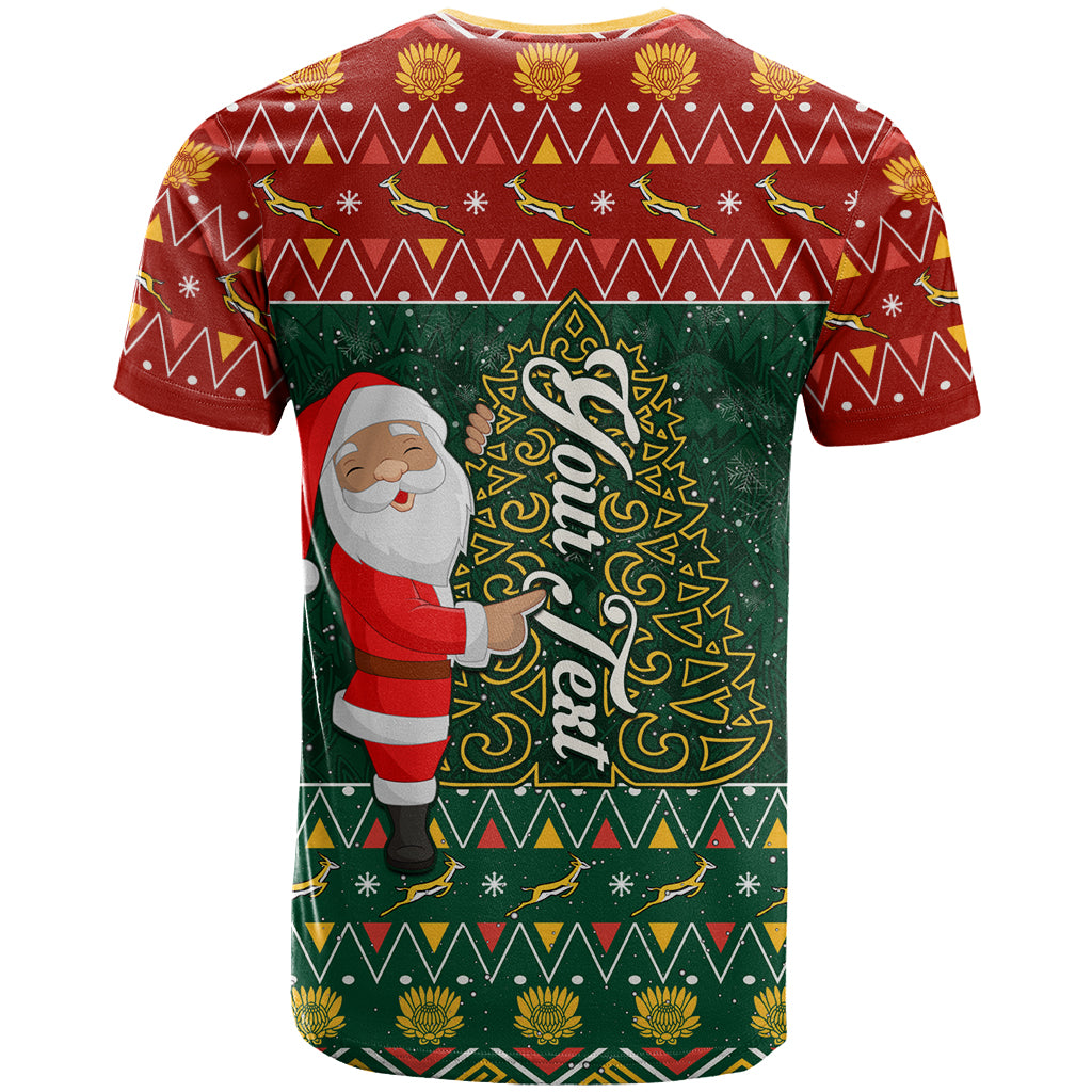 Custom South Africa Christmas T-Shirt Geseende Kersfees Santa Claus African Pattern Graphic Tee