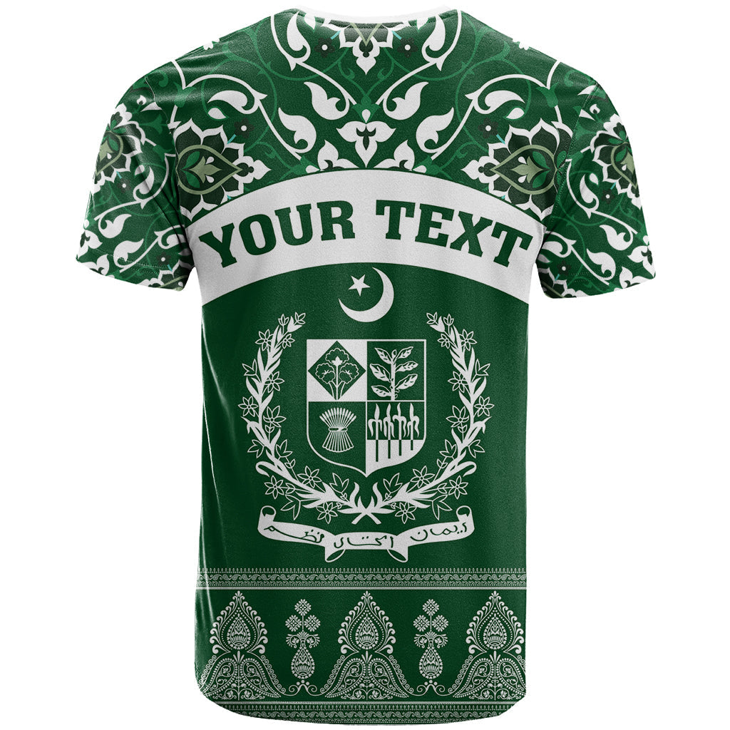 Pakistan Day T-Shirt Coat Of Arms Mix Islamic Pattern Graphic Tee