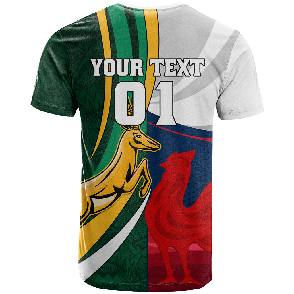 South Africa and France Rugby T-Shirt Springbok With Le XV de France World Cup Graphic Tee