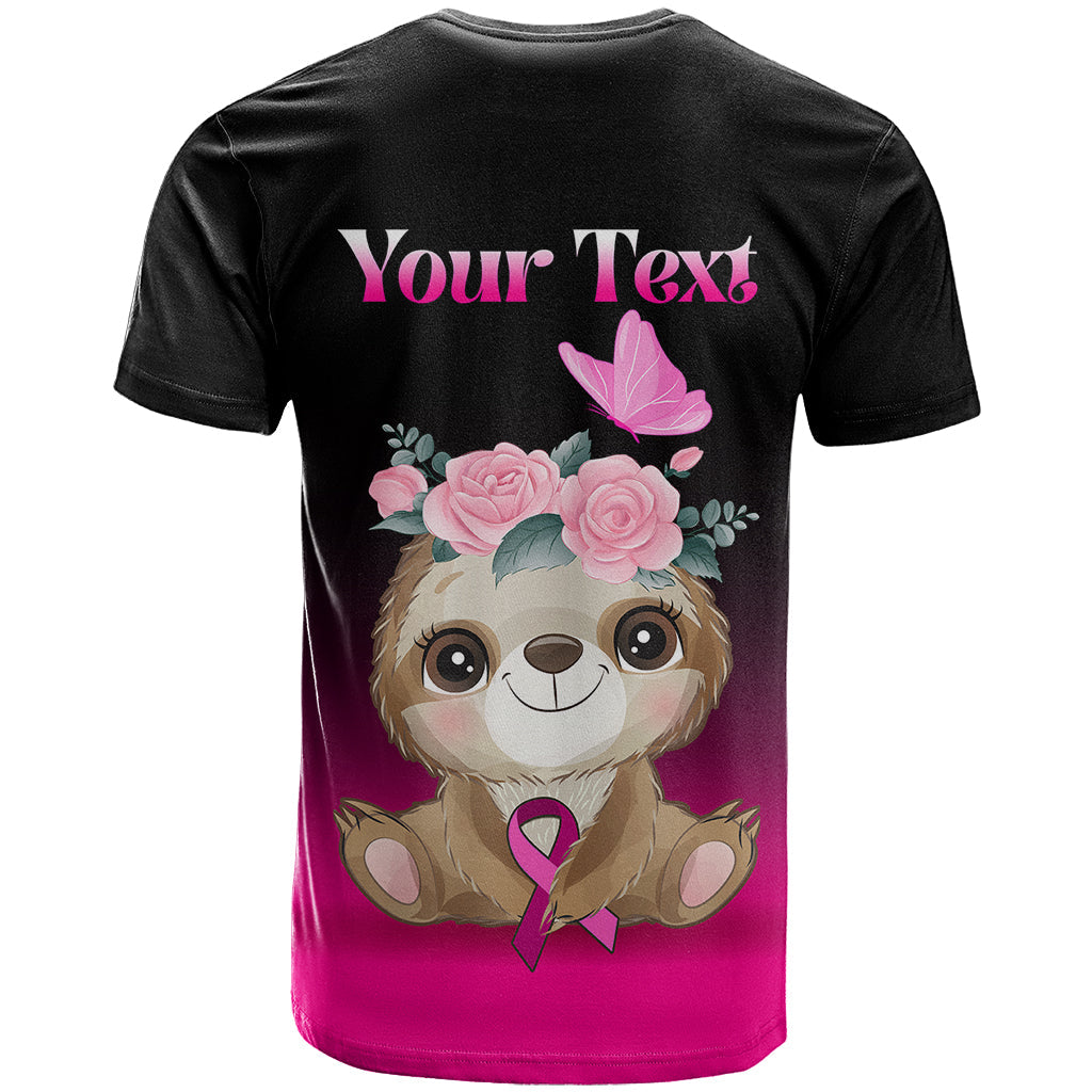 Personalised Hope Love Cure T-Shirt Sloth Breast Cancer Awareness Graphic Tee