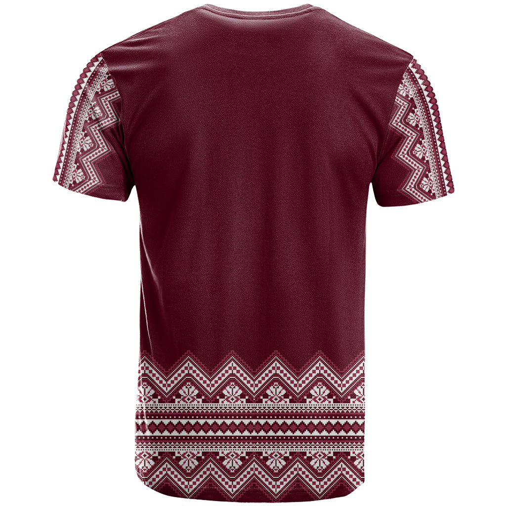 Ukraine Folk Pattern T-Shirt Ukrainian Wine Red Version Graphic Tee