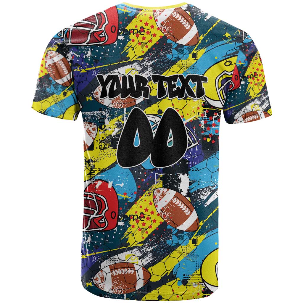Custom American Football Graffiti T-Shirt Unique Style Graphic Tee