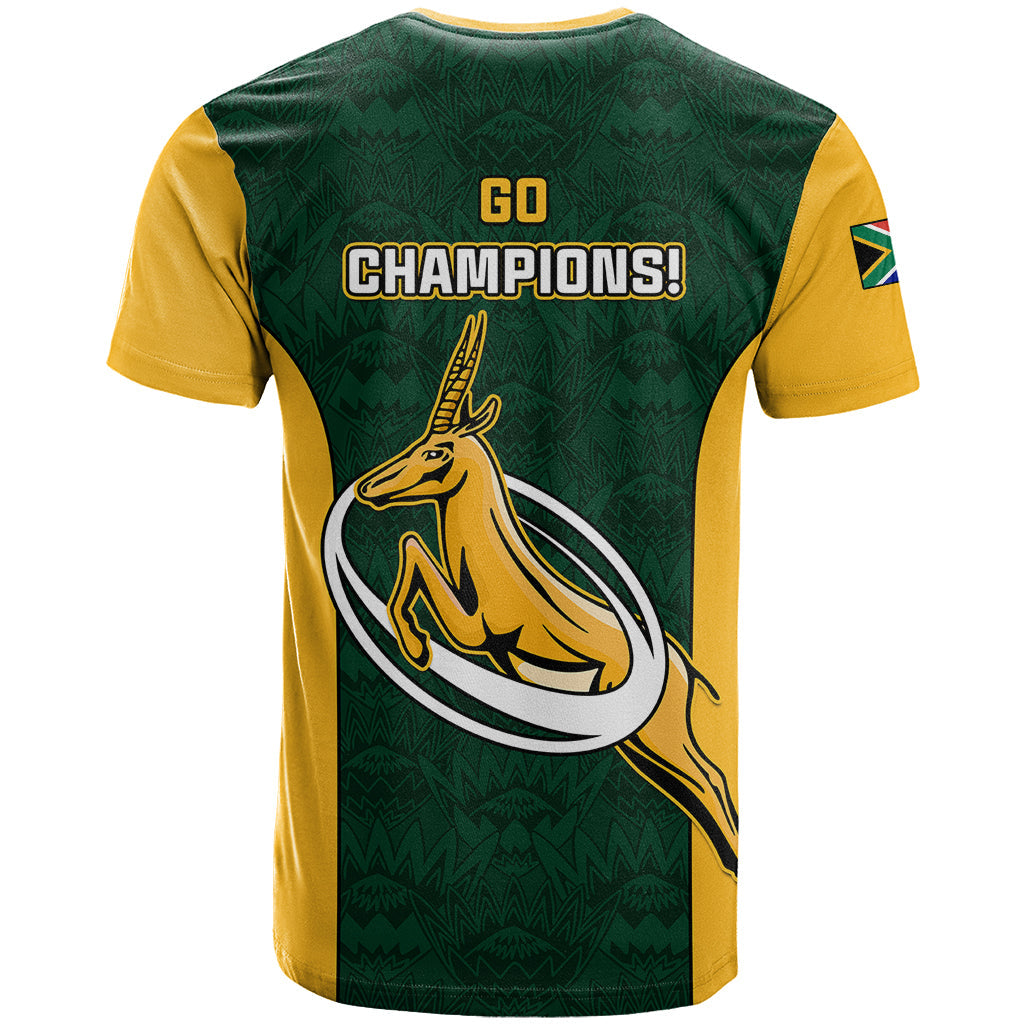 South Africa Rugby T-Shirt Springboks Go Champions Protea Pattern Graphic Tee