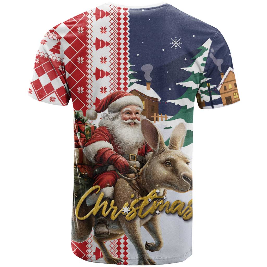 Kangaroo Australia Christmas T-Shirt Xmas Pattern Graphic Tee