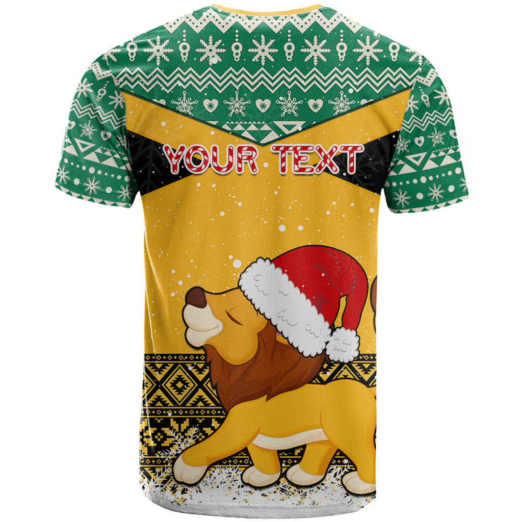 Custom Jamaica Christmas T-Shirt Jumieka Santa Lion Graphic Tee