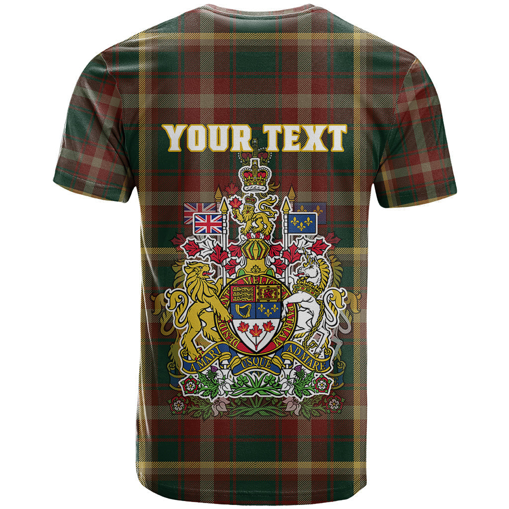 Custom Canada T-Shirt Canadian Coat Of Arms Mix Maple Leaf Tartan Graphic Tee