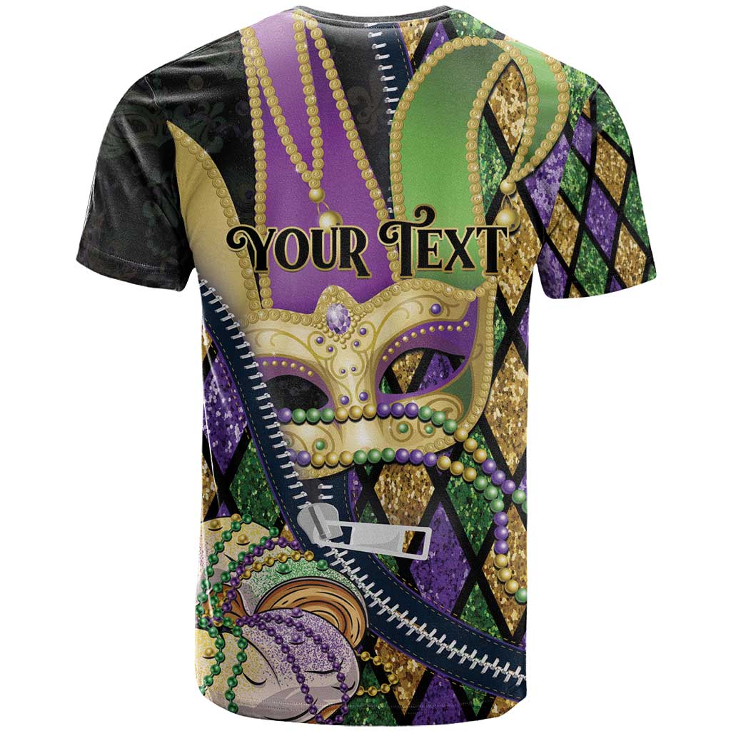 Personalized Mardi Gras Alligator T-Shirt Colorful Zipper Stylized Graphic Tee