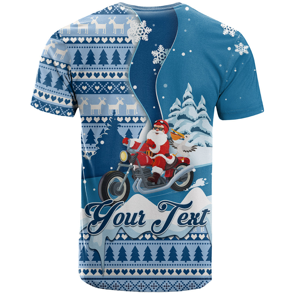 Custom Louisiana Christmas T-Shirt Santa Claus Riding Motorcycle With Pelican Graphic Tee