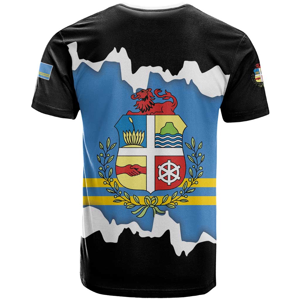 Aruba Dushi Tera T-Shirt Coat Of Arms Torn Paper Stylized Graphic Tee
