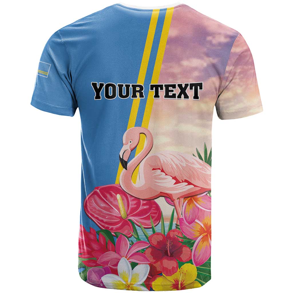 Personalised Aruba Flamingo T-Shirt Tropical Sunset Vibes Graphic Tee