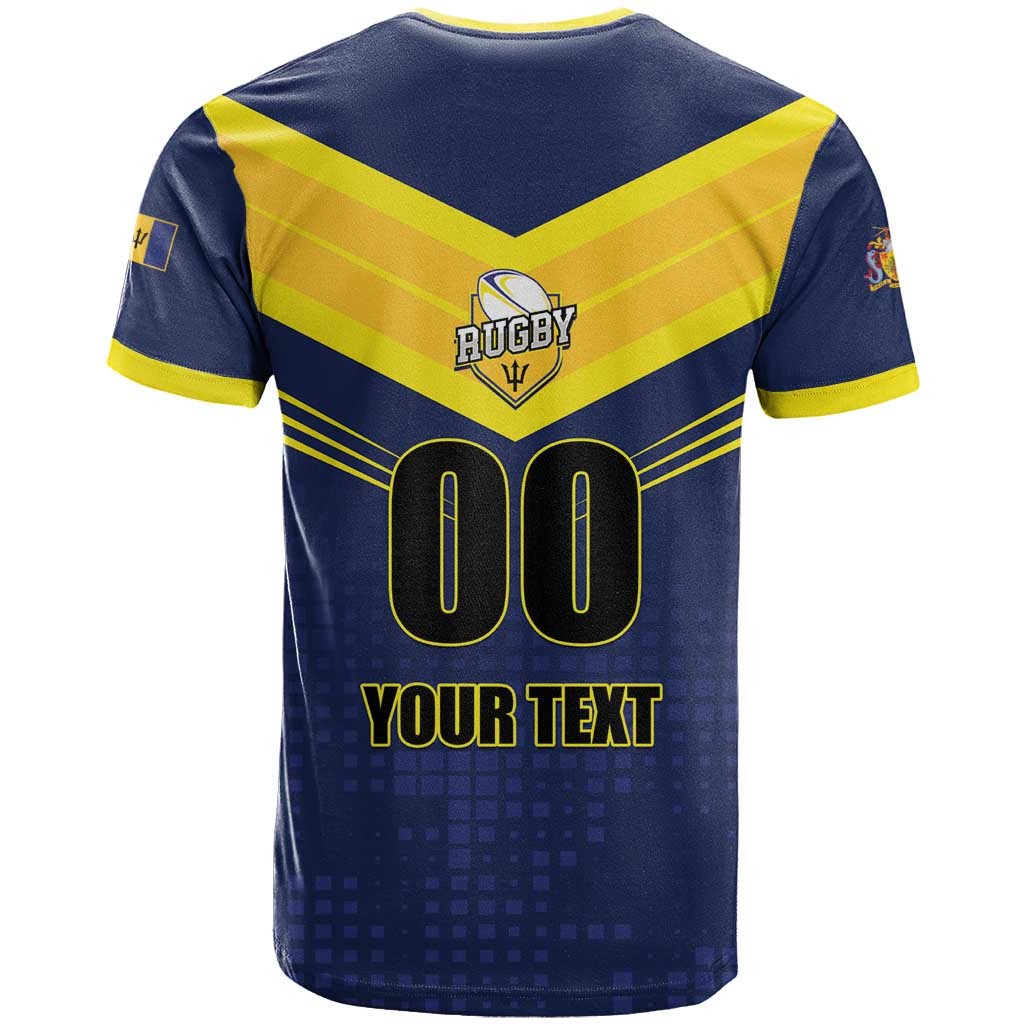 Custom Barbados Rugby T-Shirt Team Barbados Trident Go Champions Graphic Tee