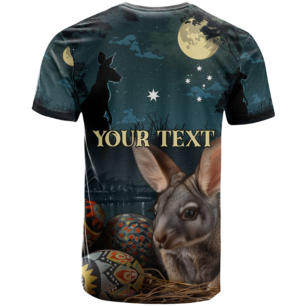 Australia Easter 2024 T-Shirt Bunny With Aboriginal Eggs At Starry Night Graphic Tee