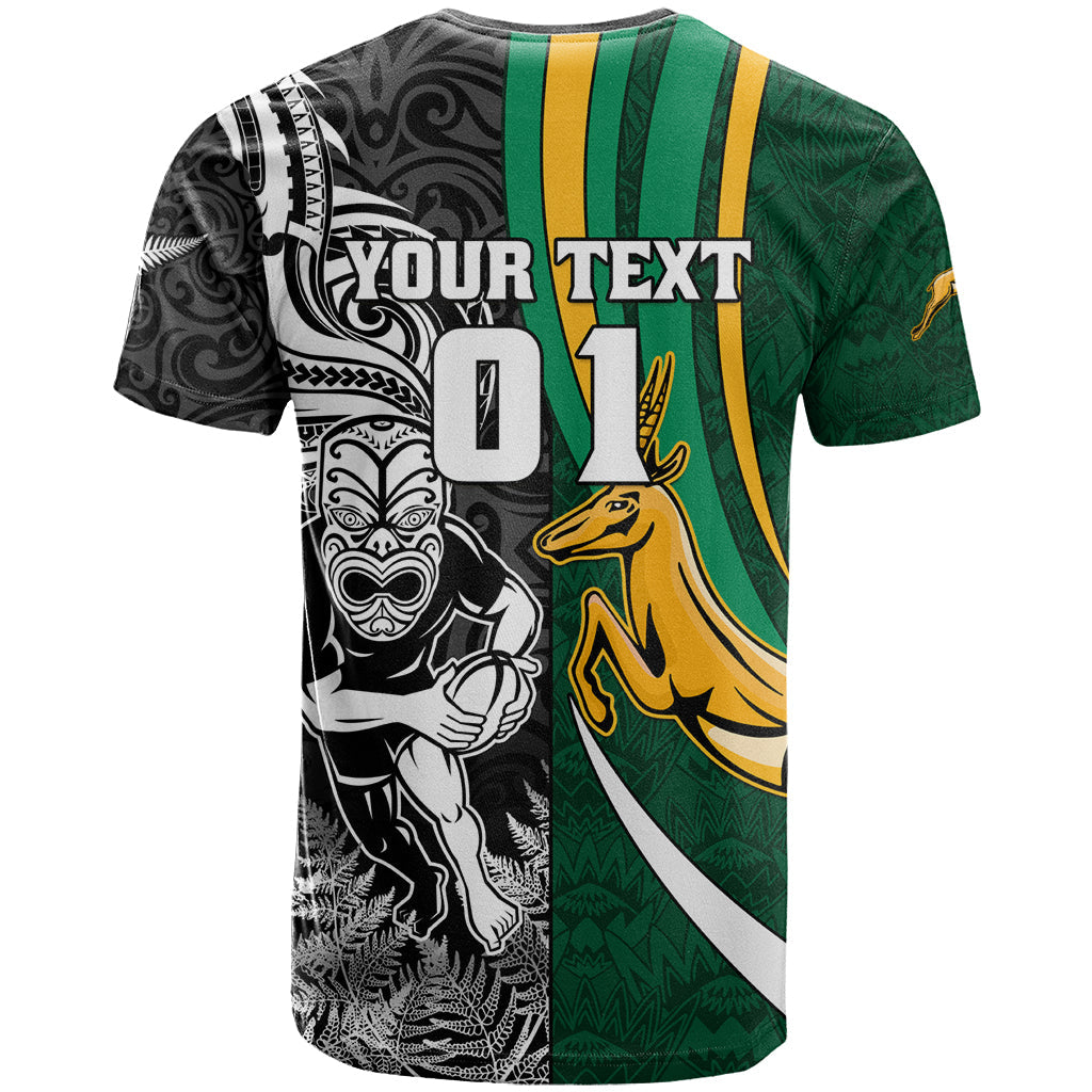Custom New Zealand and South Africa Rugby T-Shirt Silver Fern Protea Pattern World Cup Graphic Tee