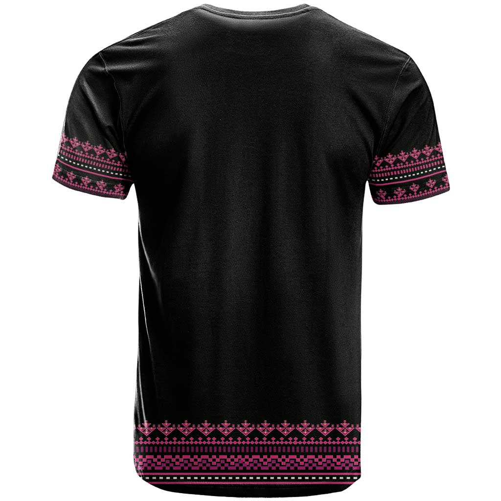 Bulgaria Traditional Pattern Pink T-Shirt Balkan Culture Graphic Tee