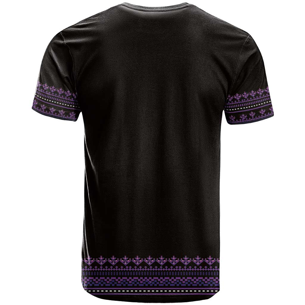 Bulgaria Traditional Pattern Purple T-Shirt Balkan Culture Graphic Tee