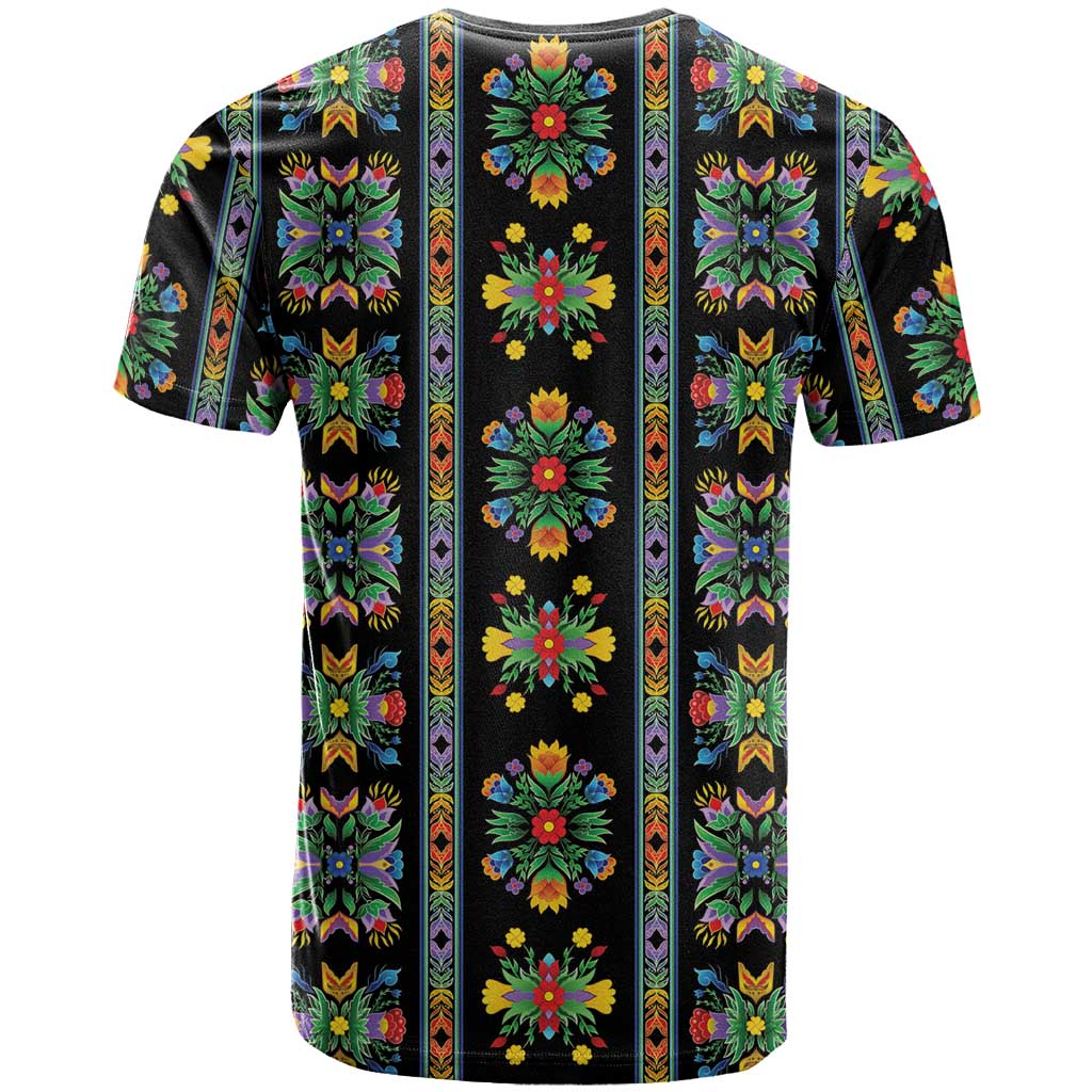 Regalia Stripe Floral Pattern T-Shirt Colorful Attractive Graphic Tee