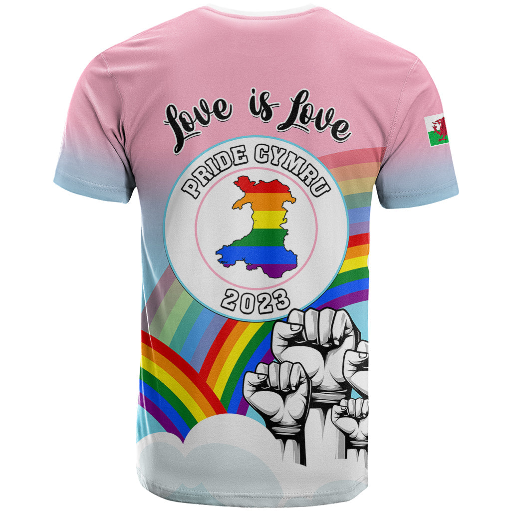 Pride Cymru T-Shirt Welsh Dragon Rainbow Version Graphic Tee