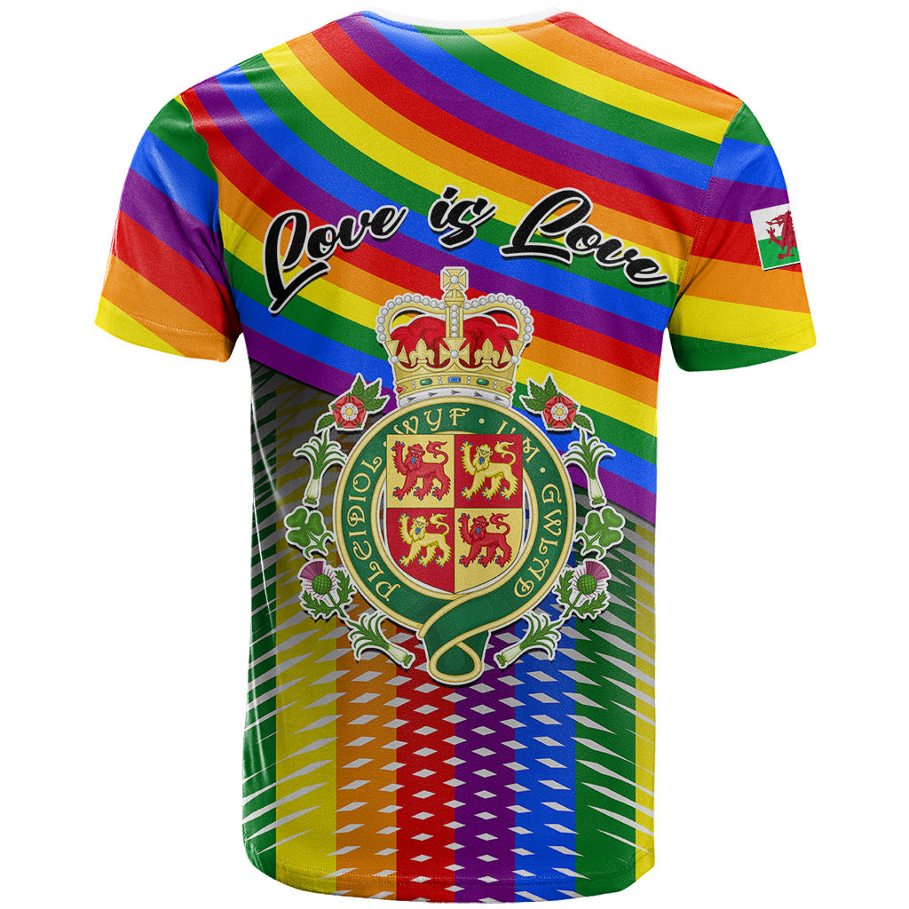 Pride Cymru T-Shirt Love is Love Welsh Red Dragon Graphic Tee