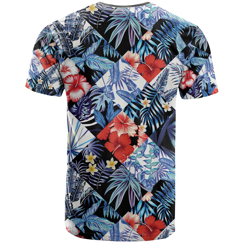 Hawaii Tropicana Blue Pattern T-Shirt Graphic Tee