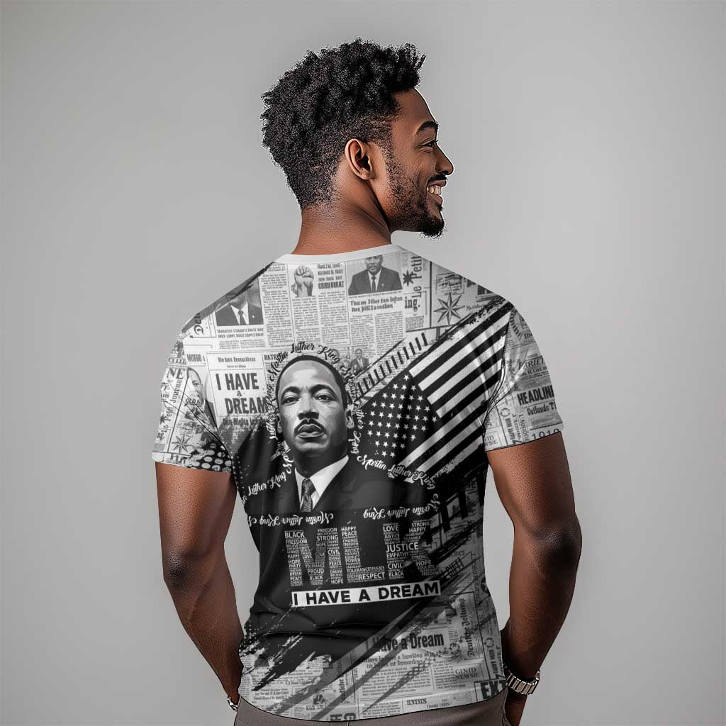 I Have A Dream MLK T-Shirt Newspaper Grunge Style Graphic Tee