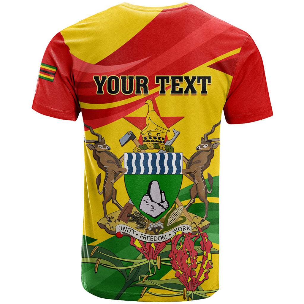Zimbabwe Independence Day T-Shirt Chapungu Bird With Flame Lily Graphic Tee
