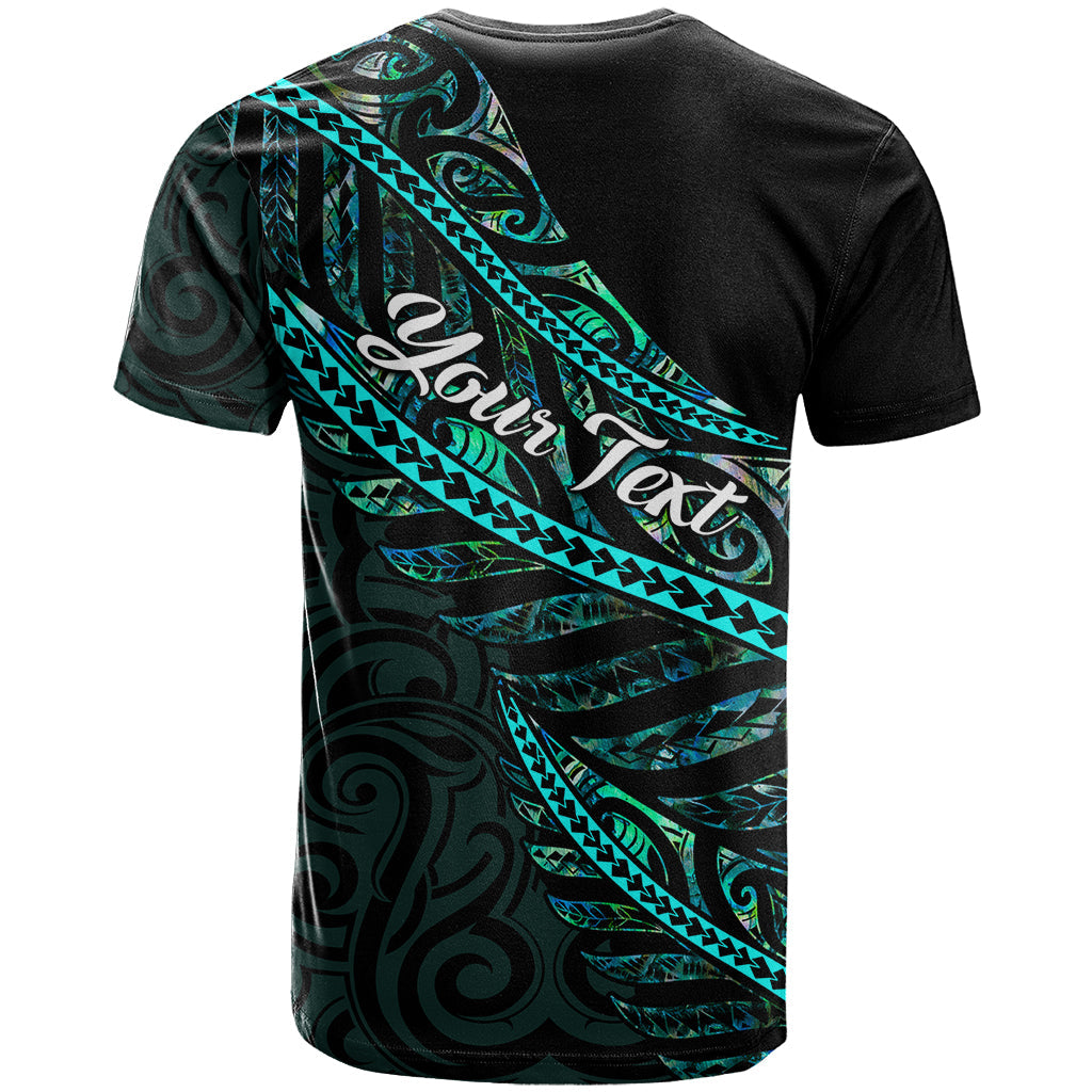 Personalised Aotearoa T-Shirt Silver Fern Mix Paua Shell Polynesian Pattern Graphic Tee