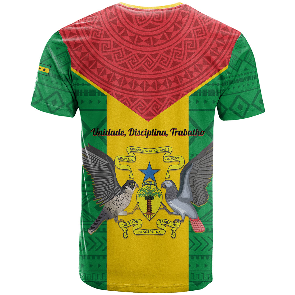 Sao Tome and Principe Independence Day T-Shirt Coat Of Arms Mix African Pattern Graphic Tee