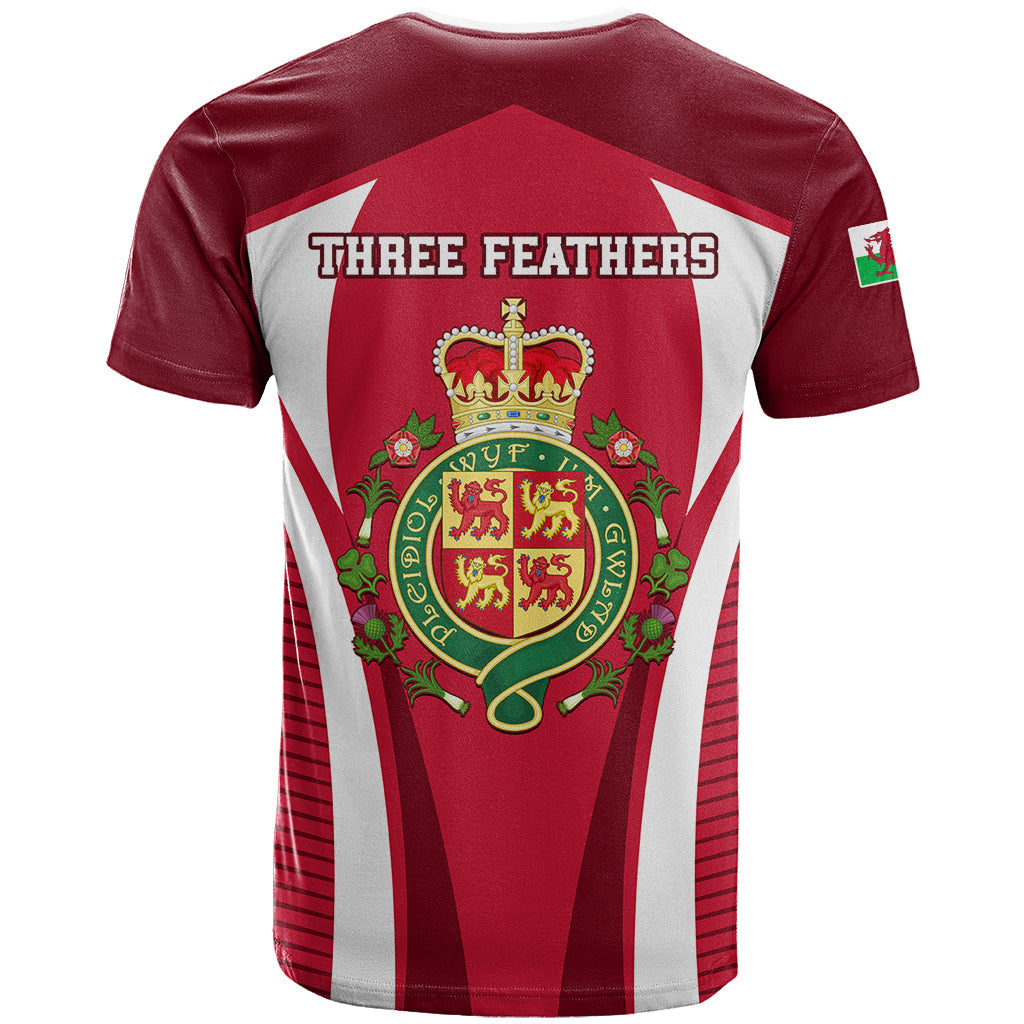 Wales Rugby T-Shirt Three Feathers Dragon World Cup Graphic Tee