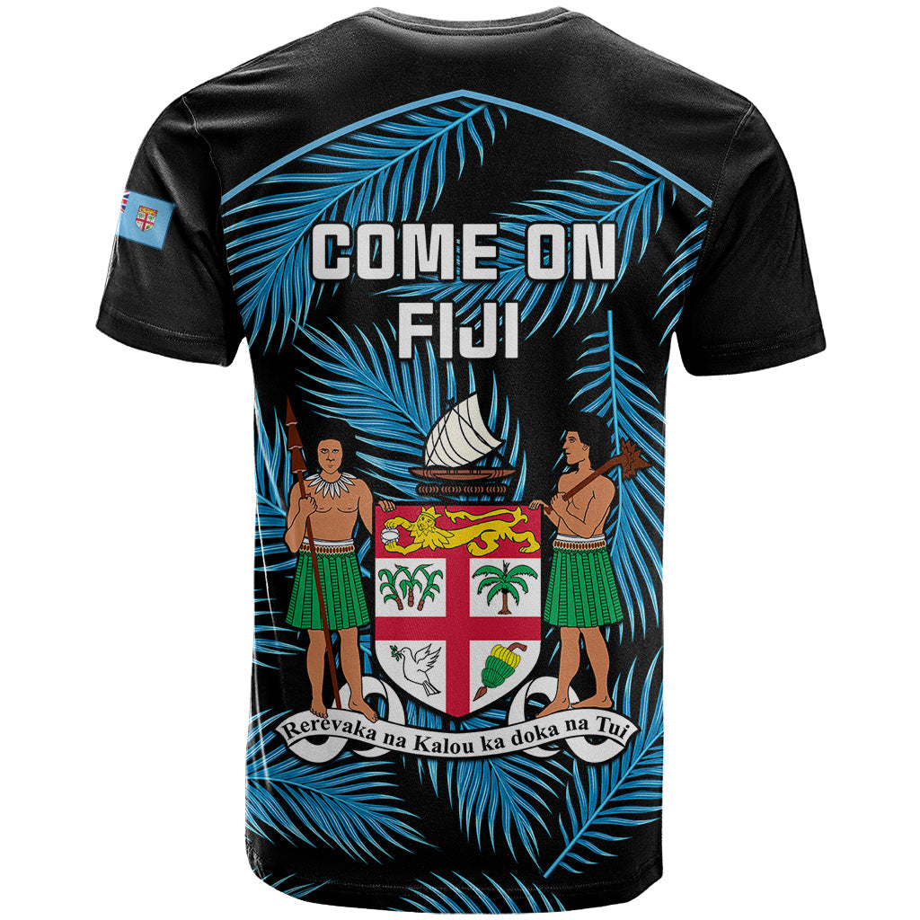 Fiji Rugby T-Shirt Flying Fijians Blue Palm Tree Version Graphic Tee