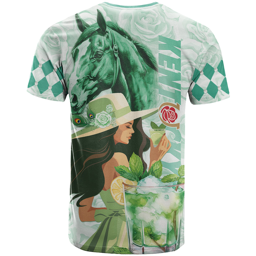Kentucky Horse Racing T-Shirt Fancy Lady With Derby Mint Julep Cocktail Graphic Tee