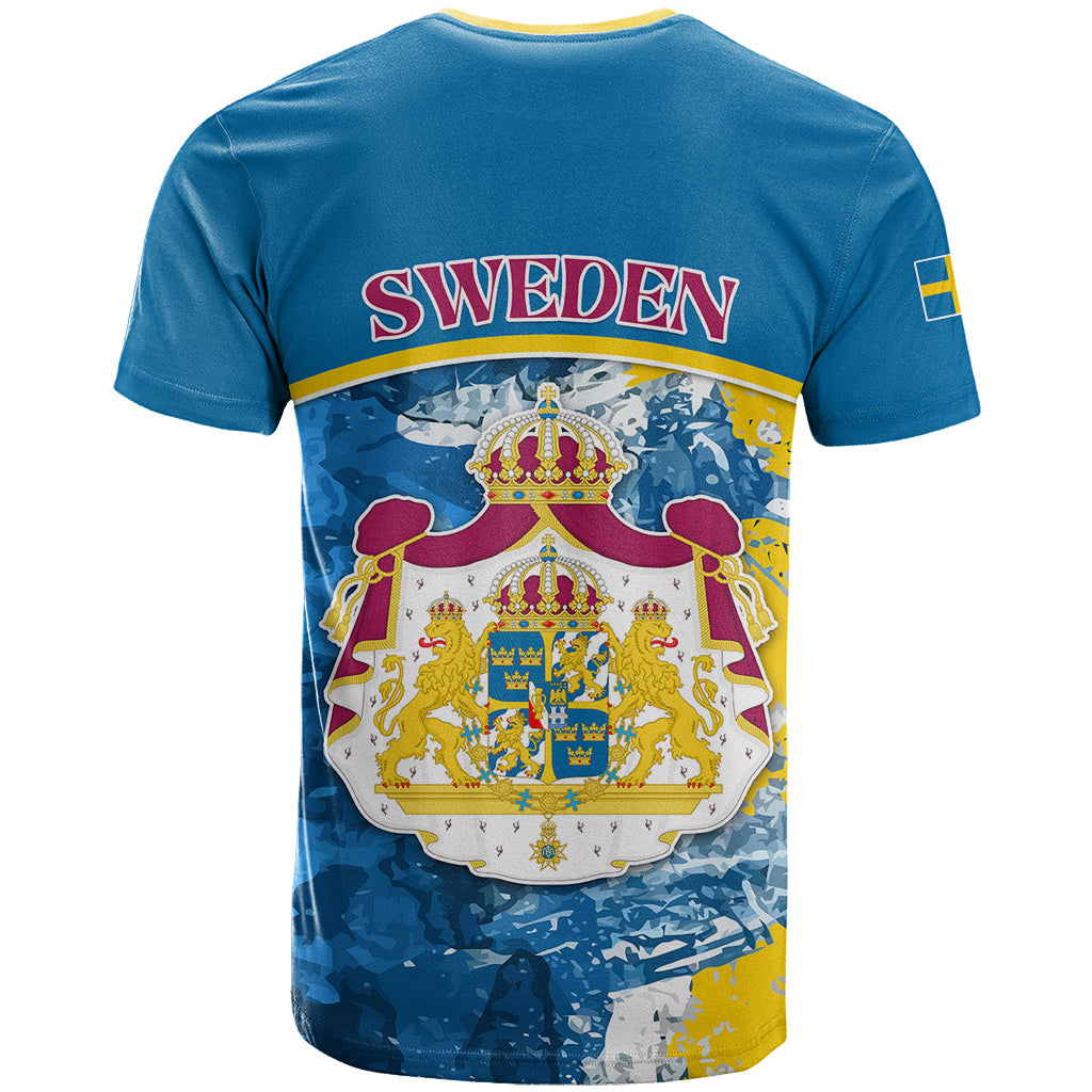 Sweden T-Shirt Swedish Lion With Coat Of Arms Graphic Tee