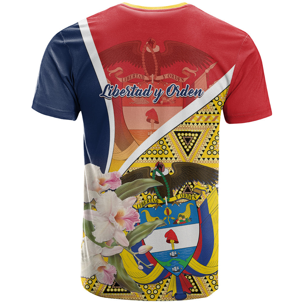 Colombia Independence Day T-Shirt Libertad y Orden Colombian Pattern Graphic Tee
