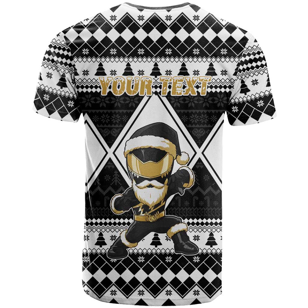 Personalized Power Black Ranger Santa Claus T-Shirt Funny Christmas Graphic Tee