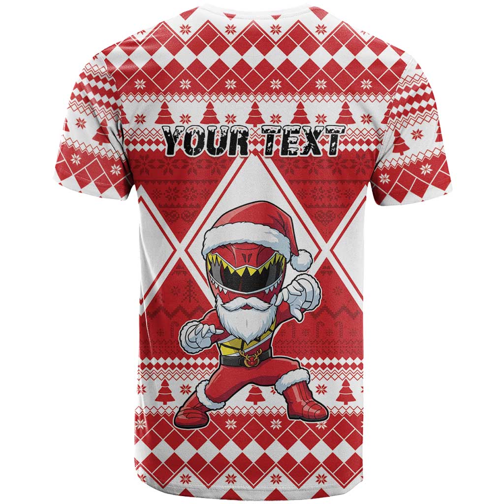 Personalized Power Red Ranger Santa Claus T-Shirt Funny Christmas Graphic Tee