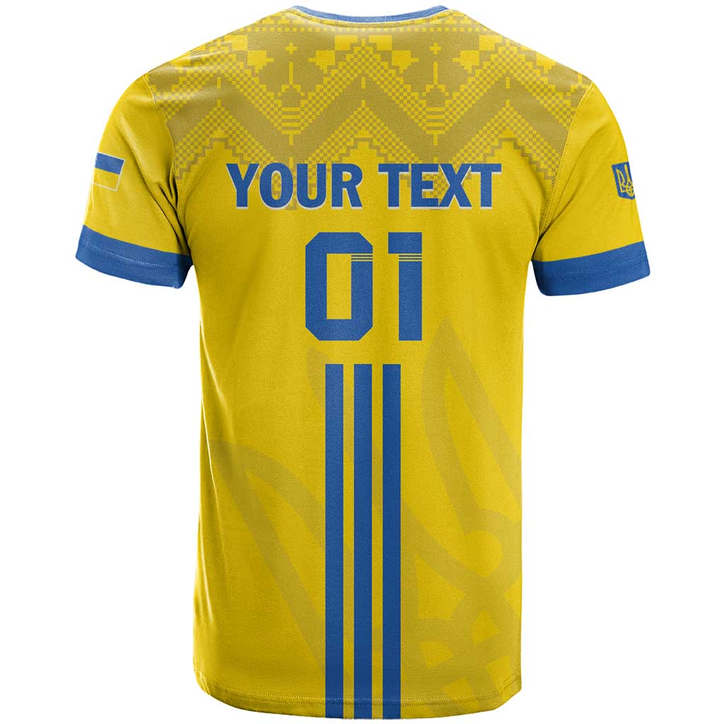 Custom Ukraine 2024 Football T-Shirt Ukrainian Folk Pattern Graphic Tee