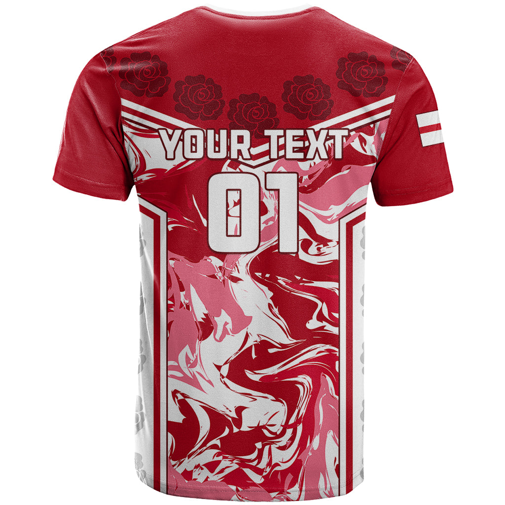 Custom England Rugby T-Shirt The Red Rose Come On World Cup Graphic Tee