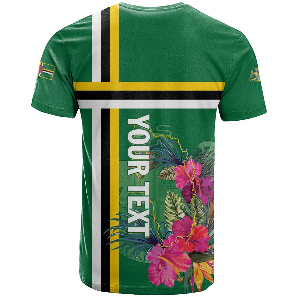 Personalized Dominica T-Shirt Waitukubuli Tropical Flower Graphic Tee