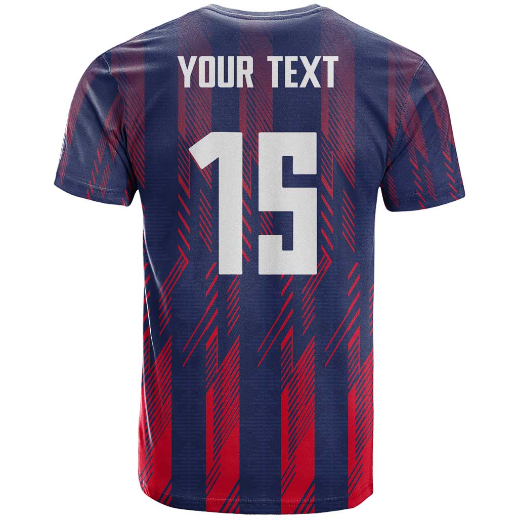 Custom Serbia Sport Fan Jersey T-Shirt Eagle Wings with Sporty Stripes Style Graphic Tee