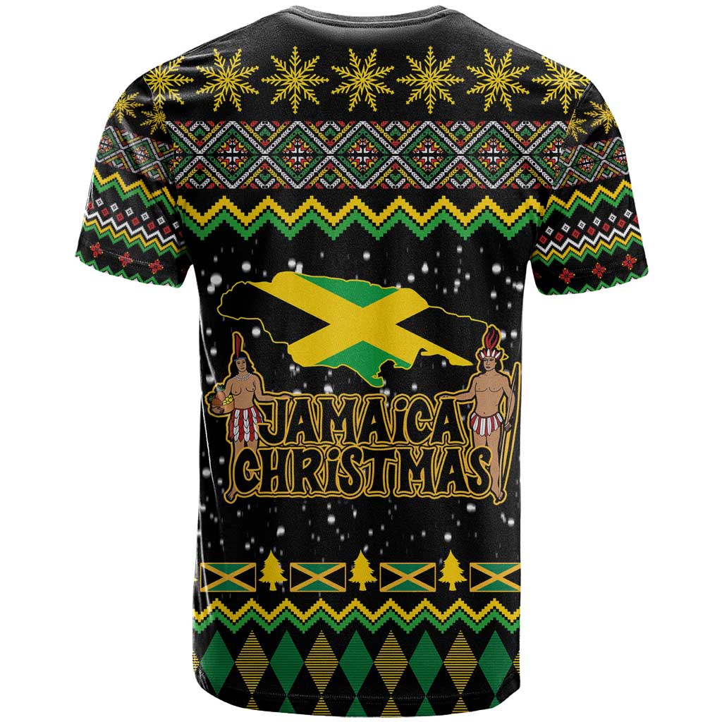 Jamaican Christmas T-Shirt - Rastafarian Lion with Xmas Elements Reggae Style Graphic Tee