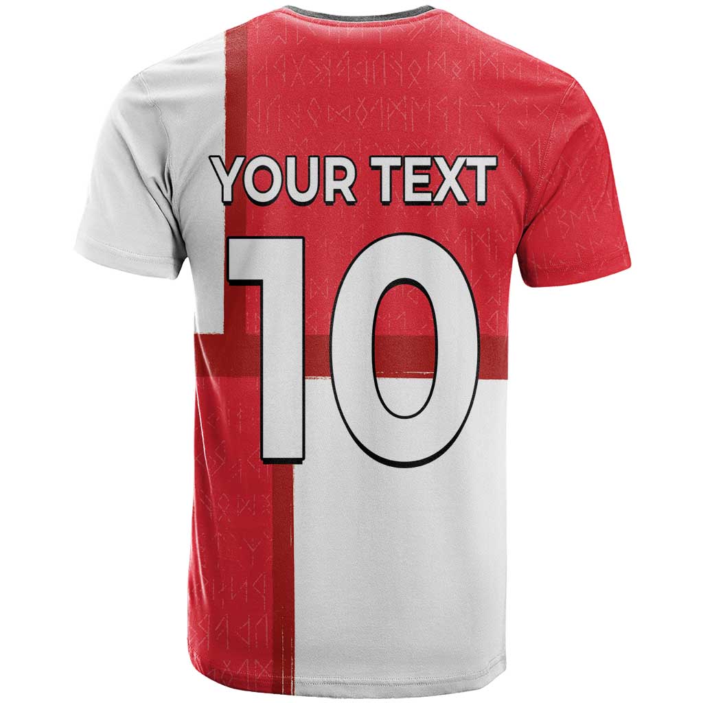 Custom Denmark Football T-Shirt White Grunge Line and Rune Inspired Sporty Style Graphic Tee
