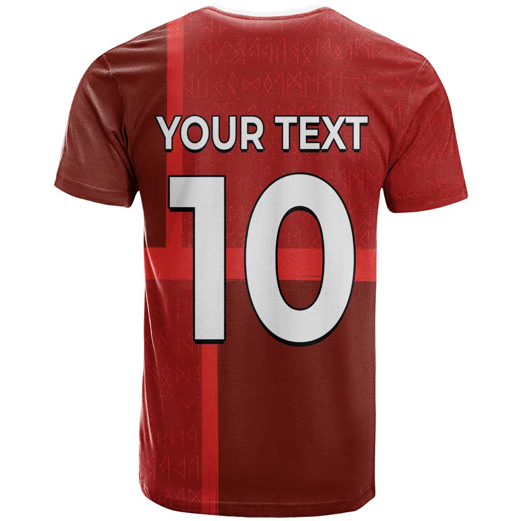 Custom Denmark Football T-Shirt Black Grunge Line and Rune Inspired Sporty Style Graphic Tee
