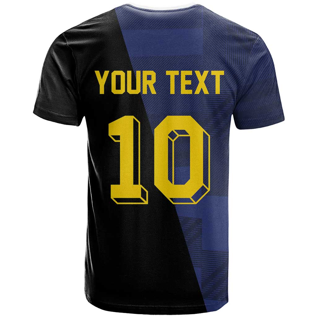 Custom Scottish Football T-Shirt Lion and Tartan Patchwork Pattern Graphic Tee