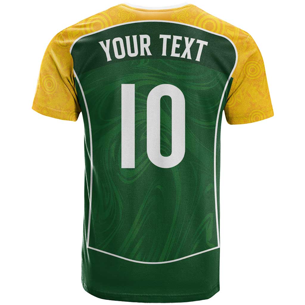 Custom Australia Football T-Shirt Aboriginal Pattern Sporty Style-Green Color Graphic Tee
