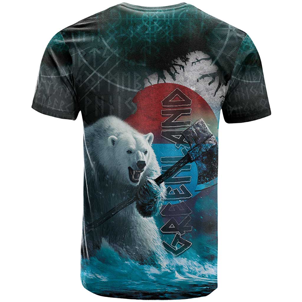 Greenlandic Polar Bear Warrior T-Shirt Nordic and Runes Style Graphic Tee