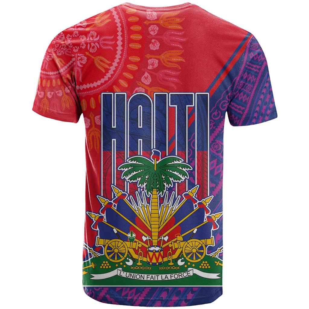 Haiti National Emblem T-Shirt Dashiki and Polynesian Pattern Graphic Tee