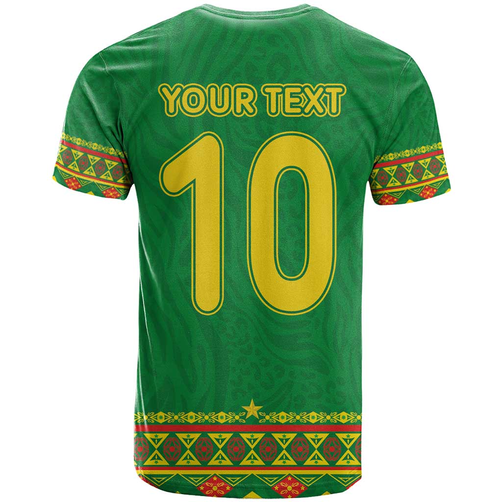 Custom Cameroon Football T-Shirt Tribal Motifs Green Color Graphic Tee