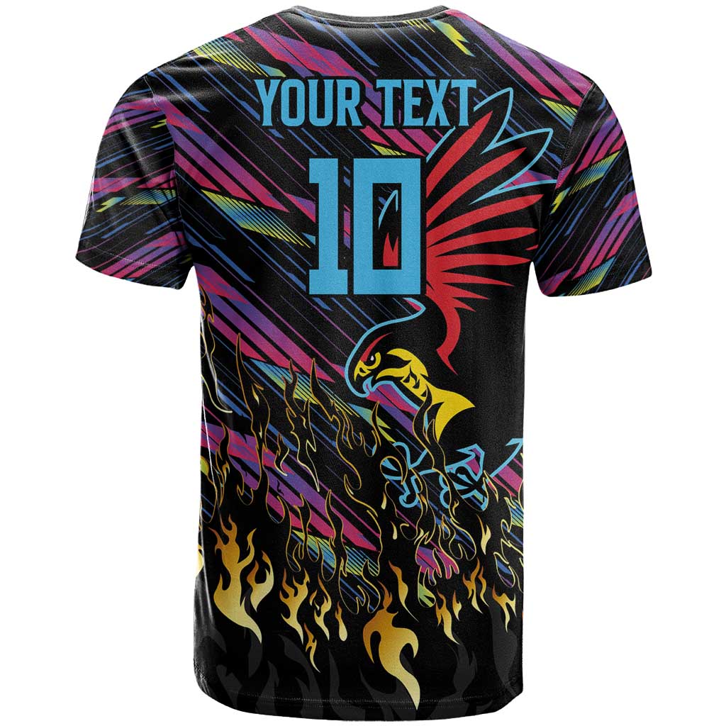 Custom Antigua & Barbuda Cricket Falcons T-Shirt Through The Fire Graphic Tee